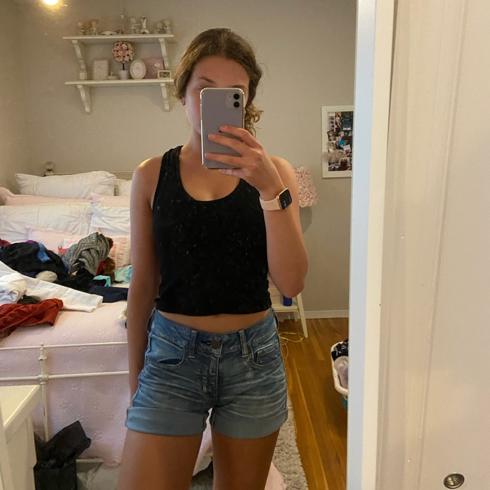 Midi denim shorts